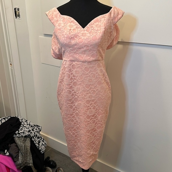 ASOS pink dress worn once perfect for baptism or wedding woman size Us 4/ - Picture 2 of 9